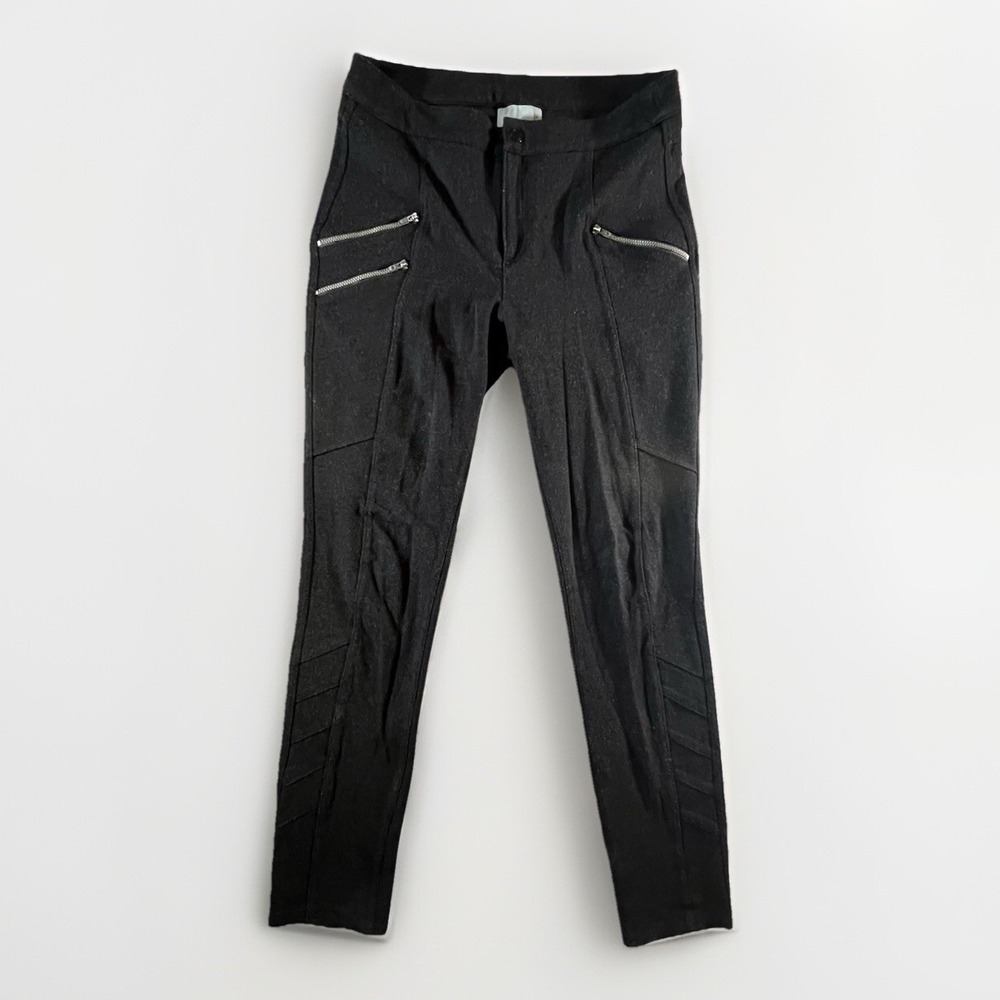 Athleta Moto Leggings Women 8 Black‎ Zipper Quilted Knee S/721660-00